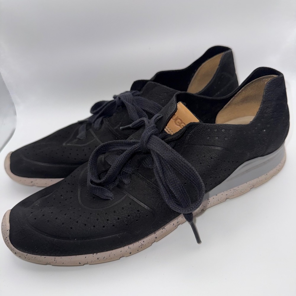 UGG Tye Stardust Black Leather Perforated Minimalist Gorpcore Sneakers W 9.5
